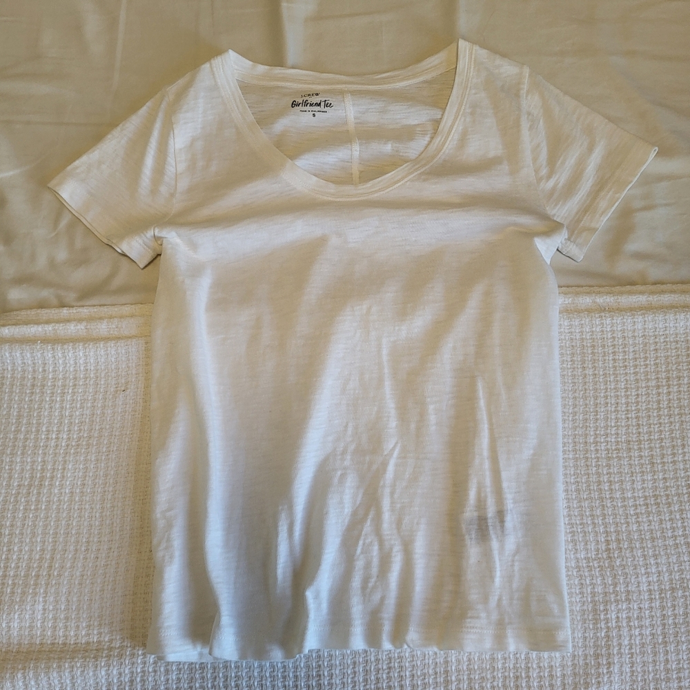J. Crew Factory | Girlfriend Slub Cotton Crew Neck Tee (White)
